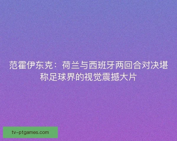范霍伊东克：荷兰与西班牙两回合对决堪称足球界的视觉震撼大片