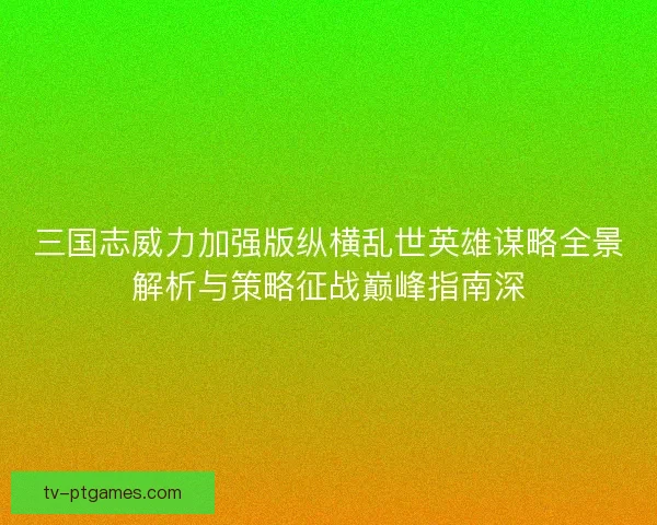 三国志威力加强版纵横乱世英雄谋略全景解析与策略征战巅峰指南深