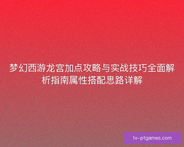梦幻西游龙宫加点攻略与实战技巧全面解析指南属性搭配思路详解